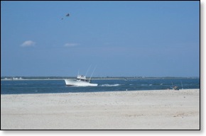 Boats in the channel at Fort Macon